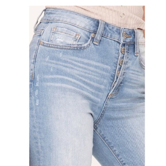 MISS ME - WOMENS HIGH-RISE FLARE JEANS Plain with stretch - Picture 7 of 16